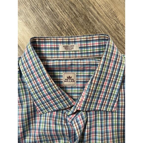 Peter Millar Summer Comfort XL Blue Pink Check Long Sleeve Button Up Shirt - Picture 3 of 8